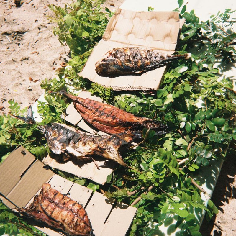 Grilled fish straight off the coals
