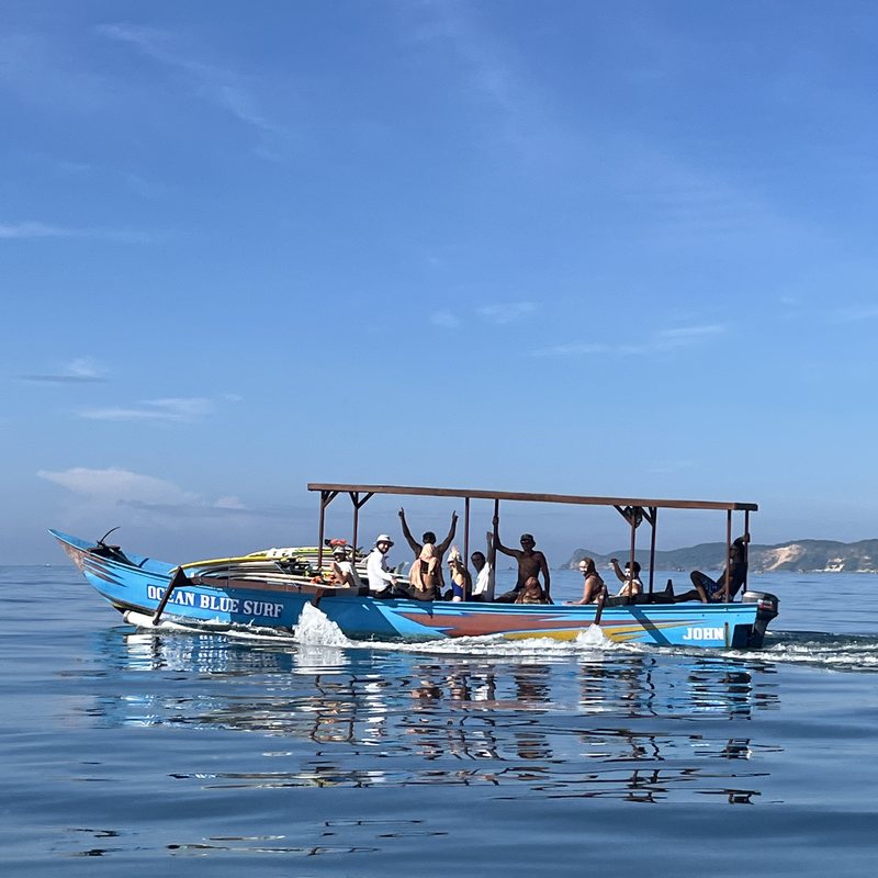 The Boce boat out on the bay with everyone on board